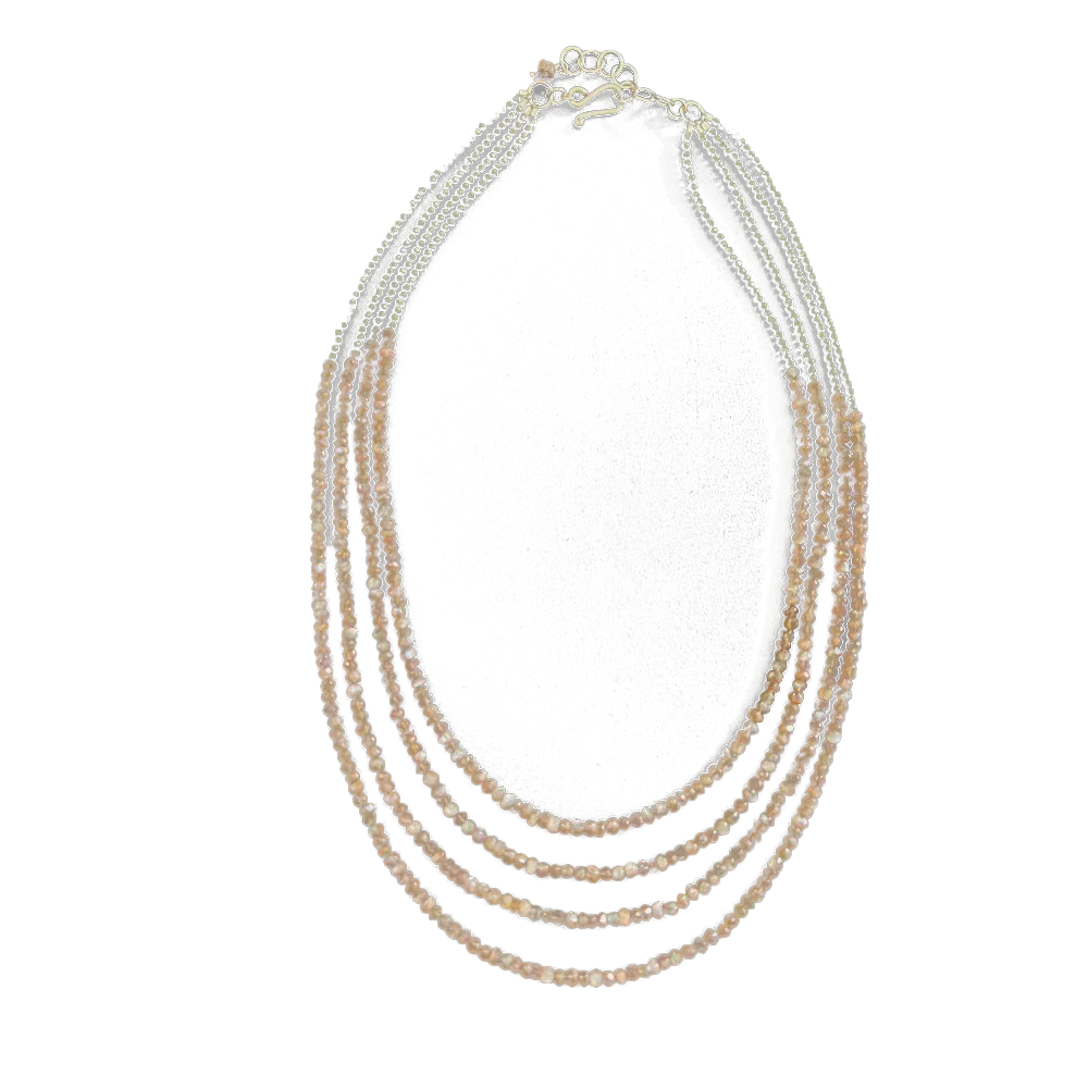 4 Strand Mauve Moonstone Pyrite Necklace - Image 2