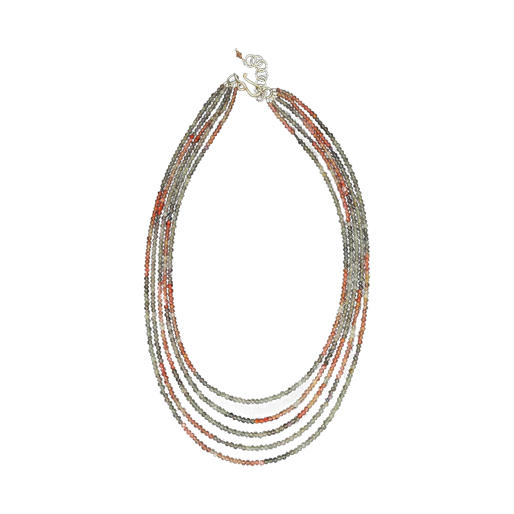 5 Strand Quartz Iolite and Carnelian Necklace - Image 2