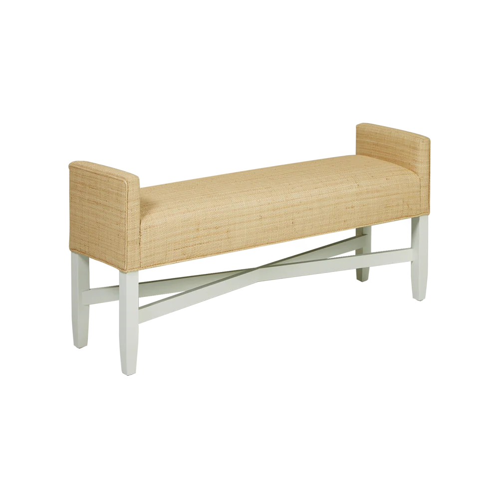 Backless X Bench in Natural Raffia