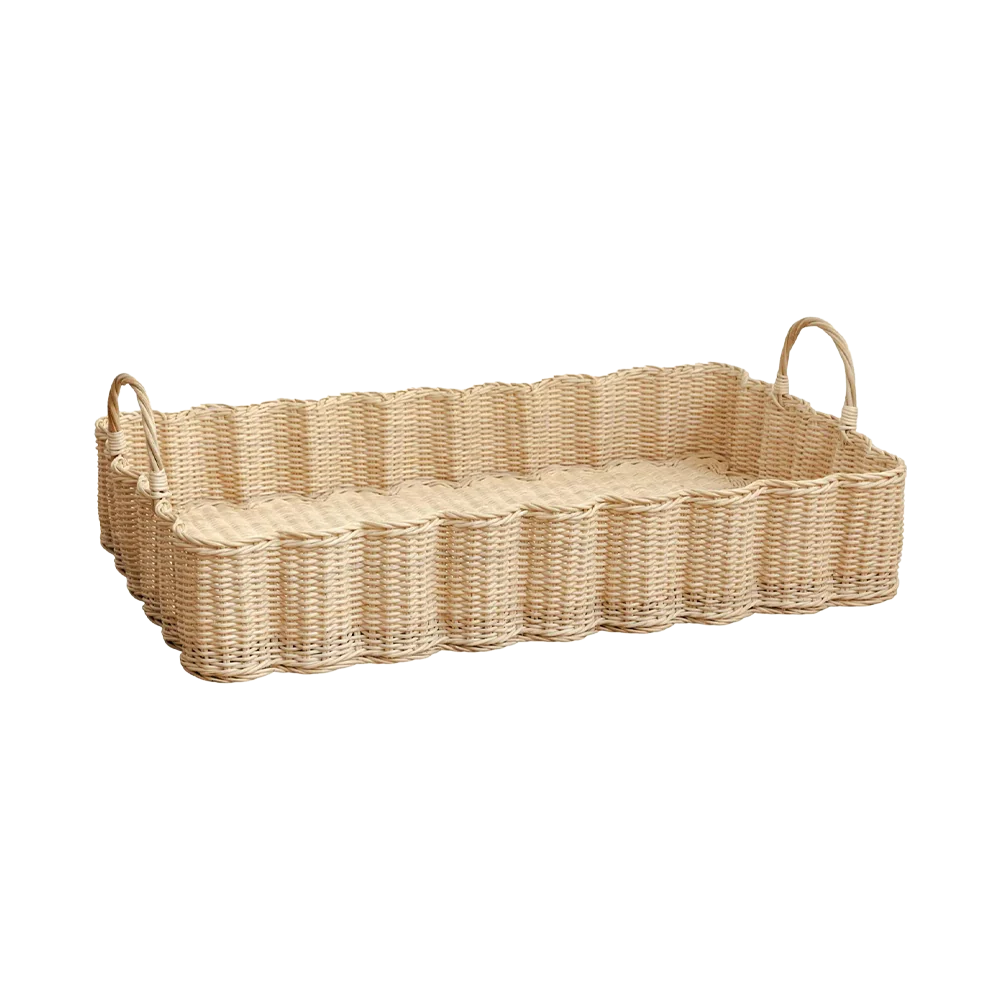 Big Wavy Tray - Natural Rattan
