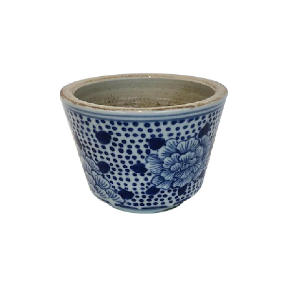 Blue and White Small Pot (Large Flower) 4" x 5"