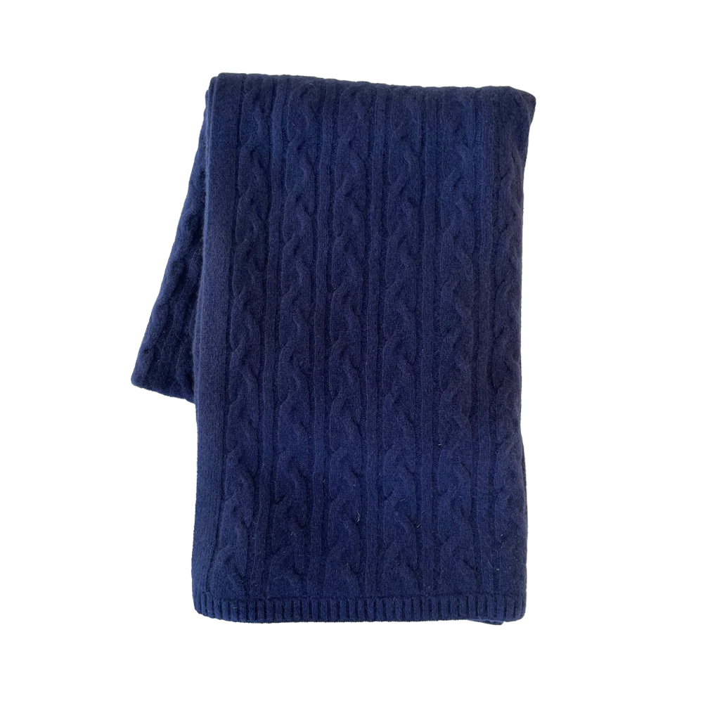 Cashmere Cable Throw - Midnight