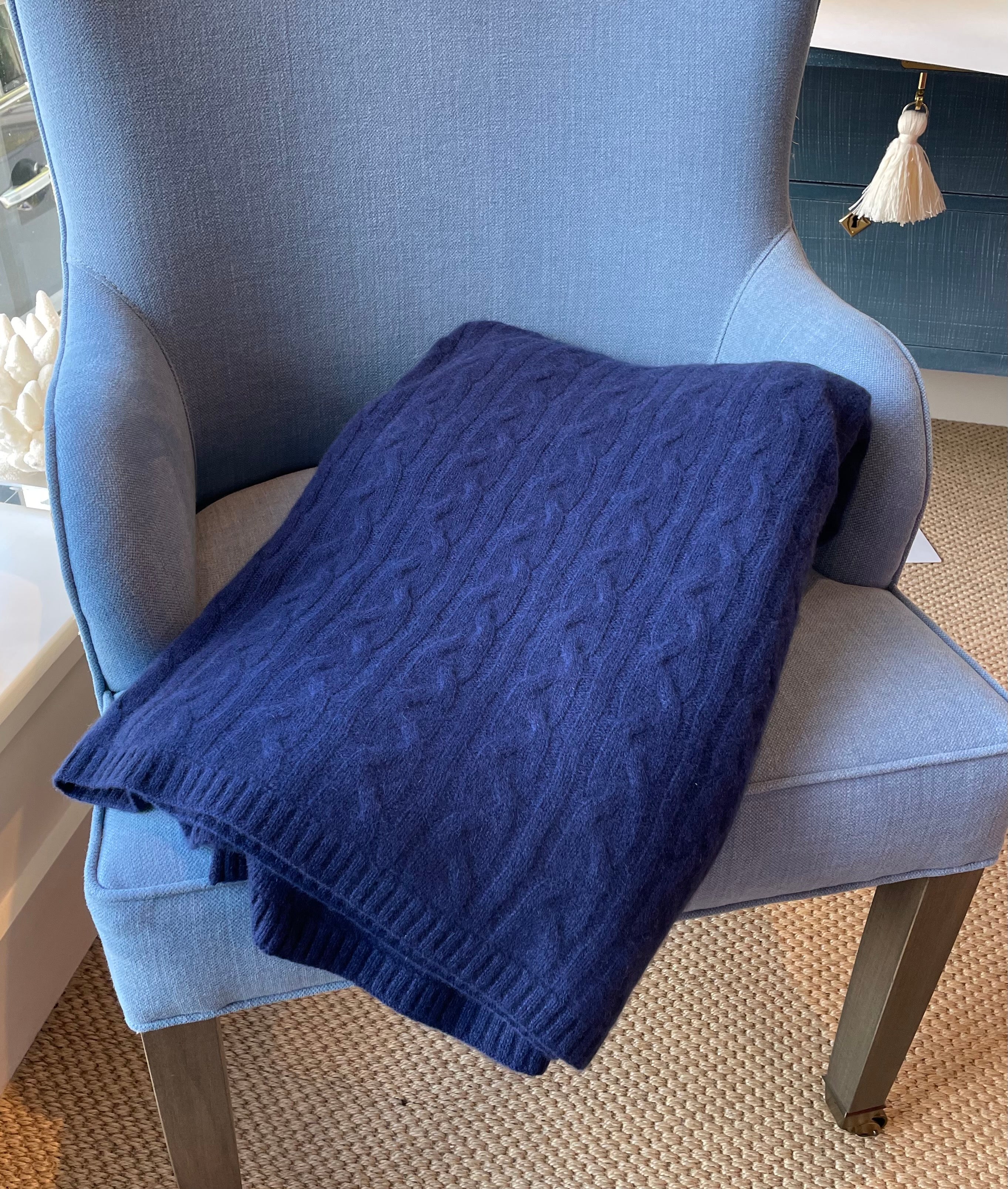 Cashmere Cable Throw - Midnight - Image 2