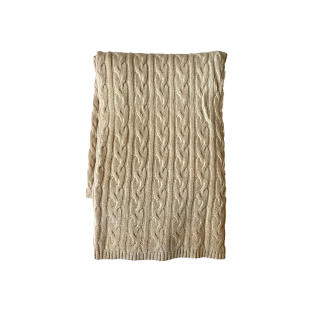 Cashmere Cable Throw - Natural
