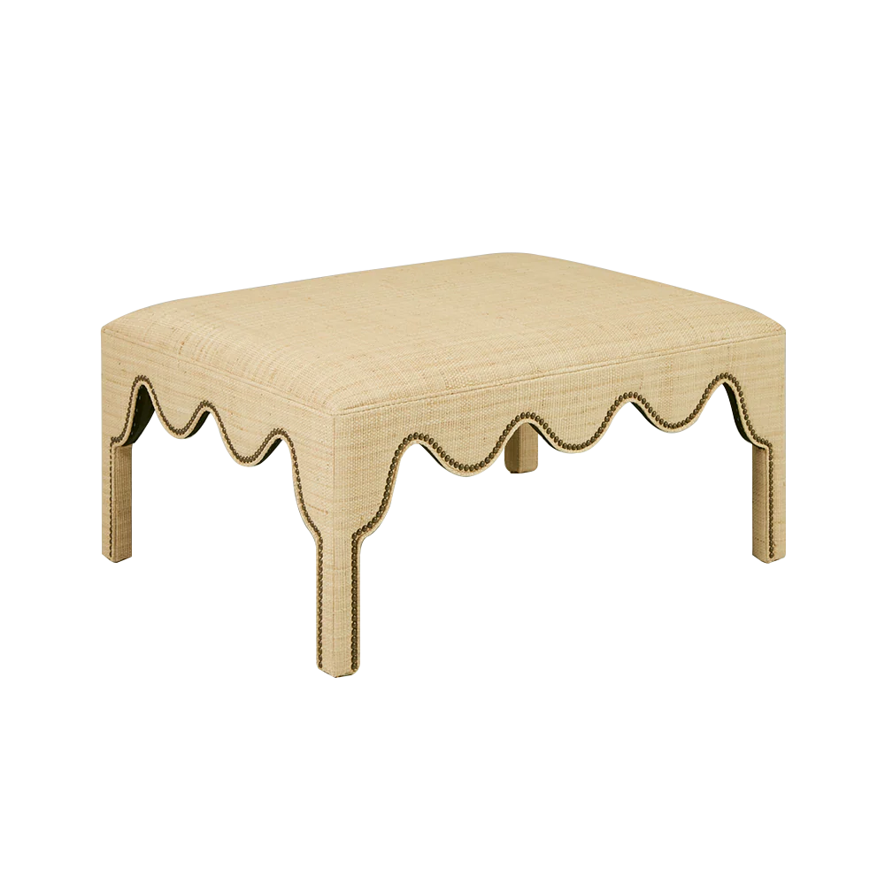 Hobe Sound Ottoman in Natural Raffia