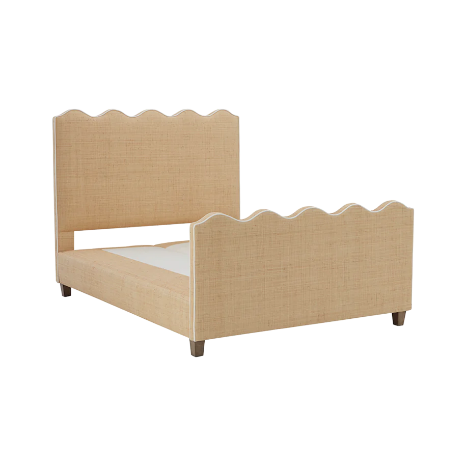 Wave Platform Bed with Footboard - Natural Raffia